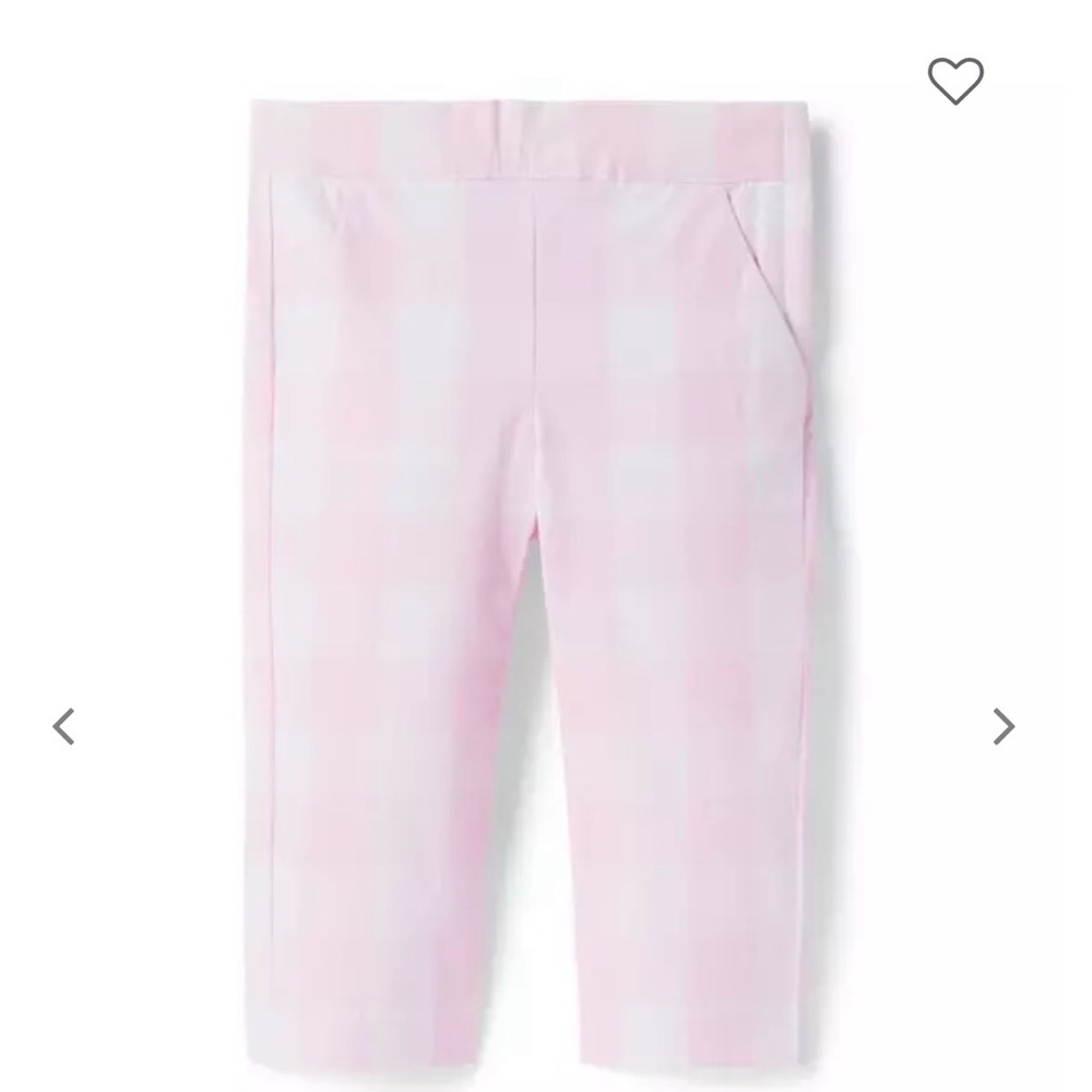 Janie and Jack pink and white Gingham Canvas Pant NWOT